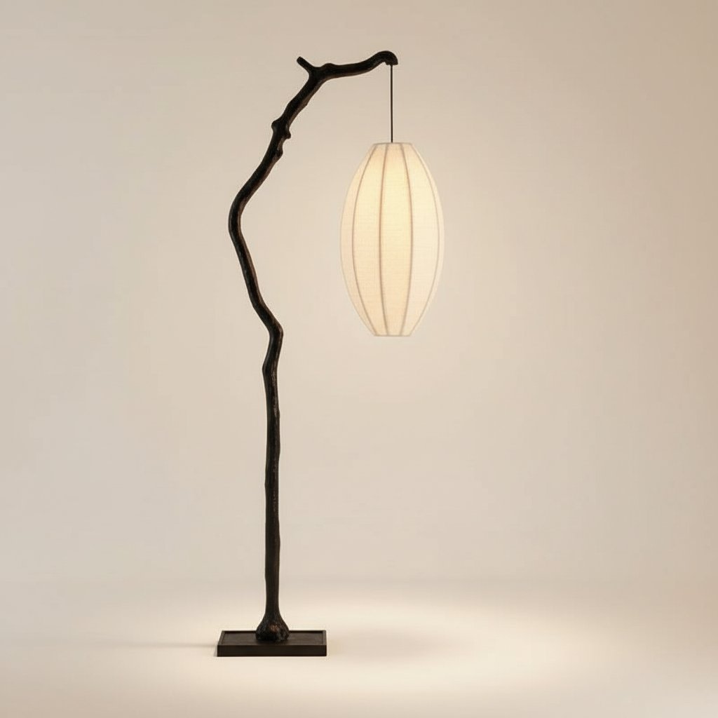 Modern Floor Lamp with Softly Rounded Shade | Japandi Design for Serene Living Spaces 0