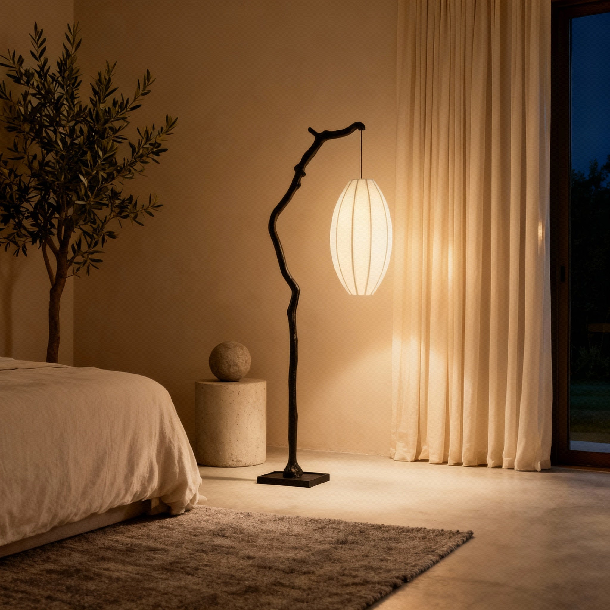 Modern Floor Lamp with Softly Rounded Shade | Japandi Design for Serene Living Spaces 2