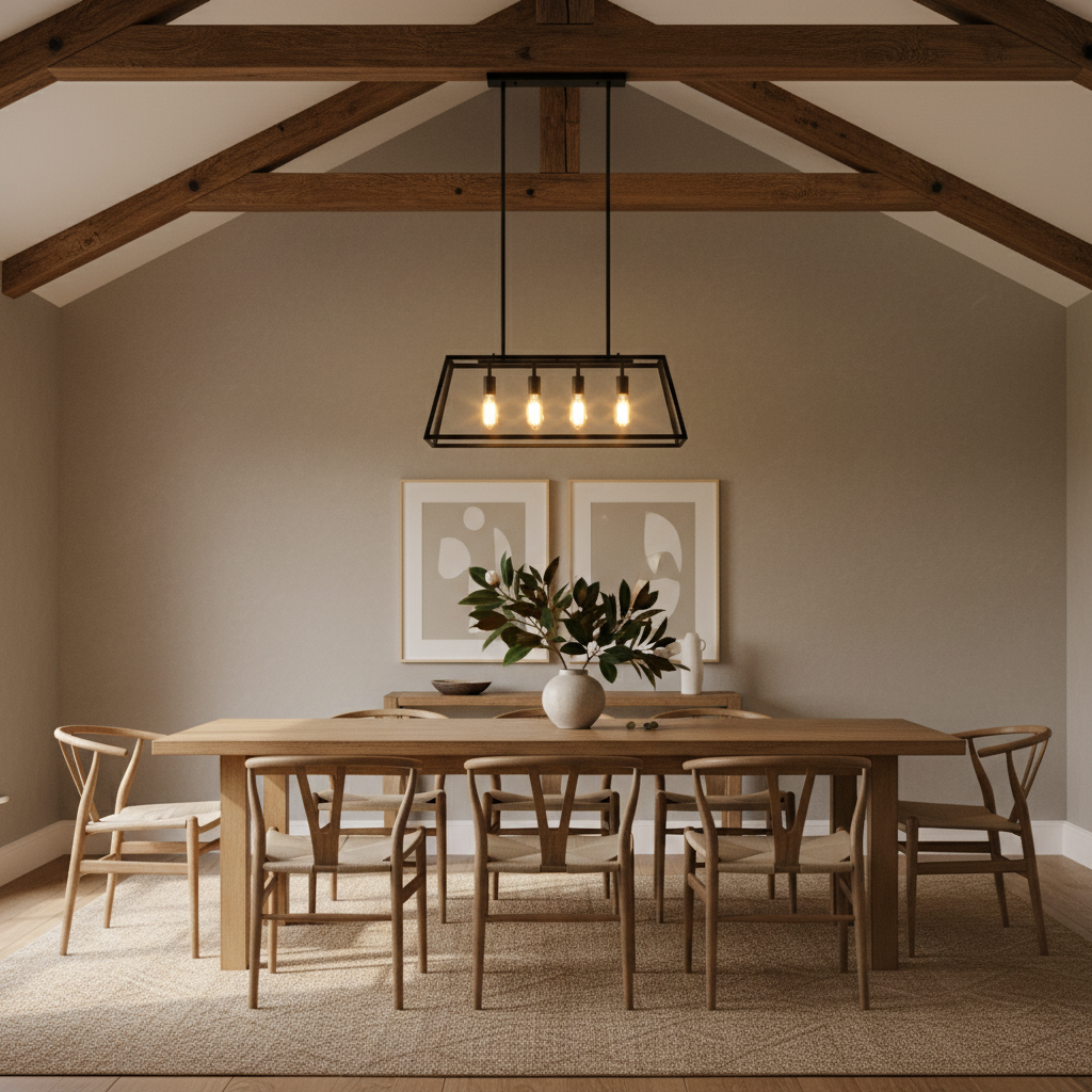 Modern Geometric Pendant Light with Clear Glass Panels | Black Metal Frame for Kitchen Island Illumination 3