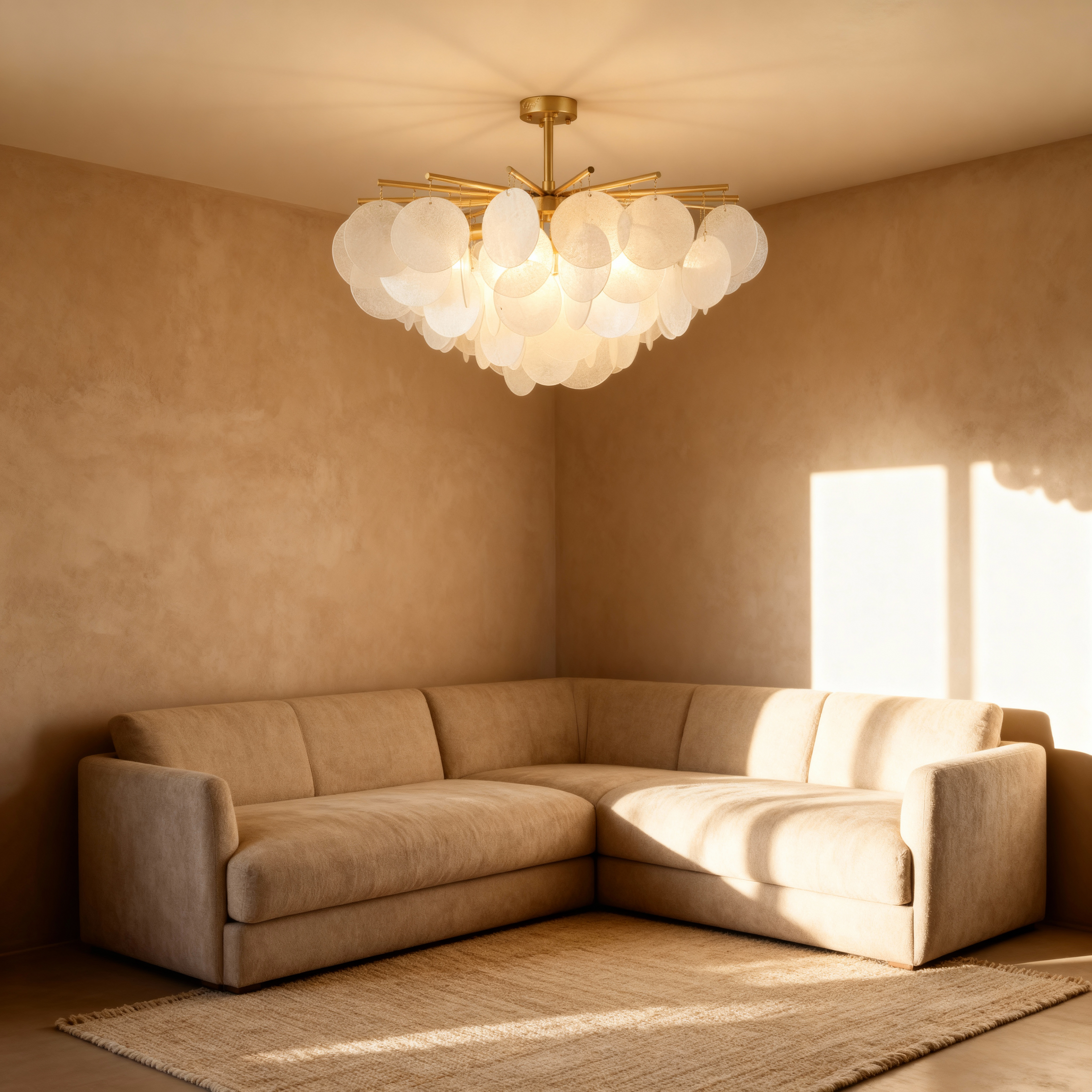 Modern Gold Chandelier Light with Layered Glass Discs | Elegant Design for Dining Room and Living Spaces 3