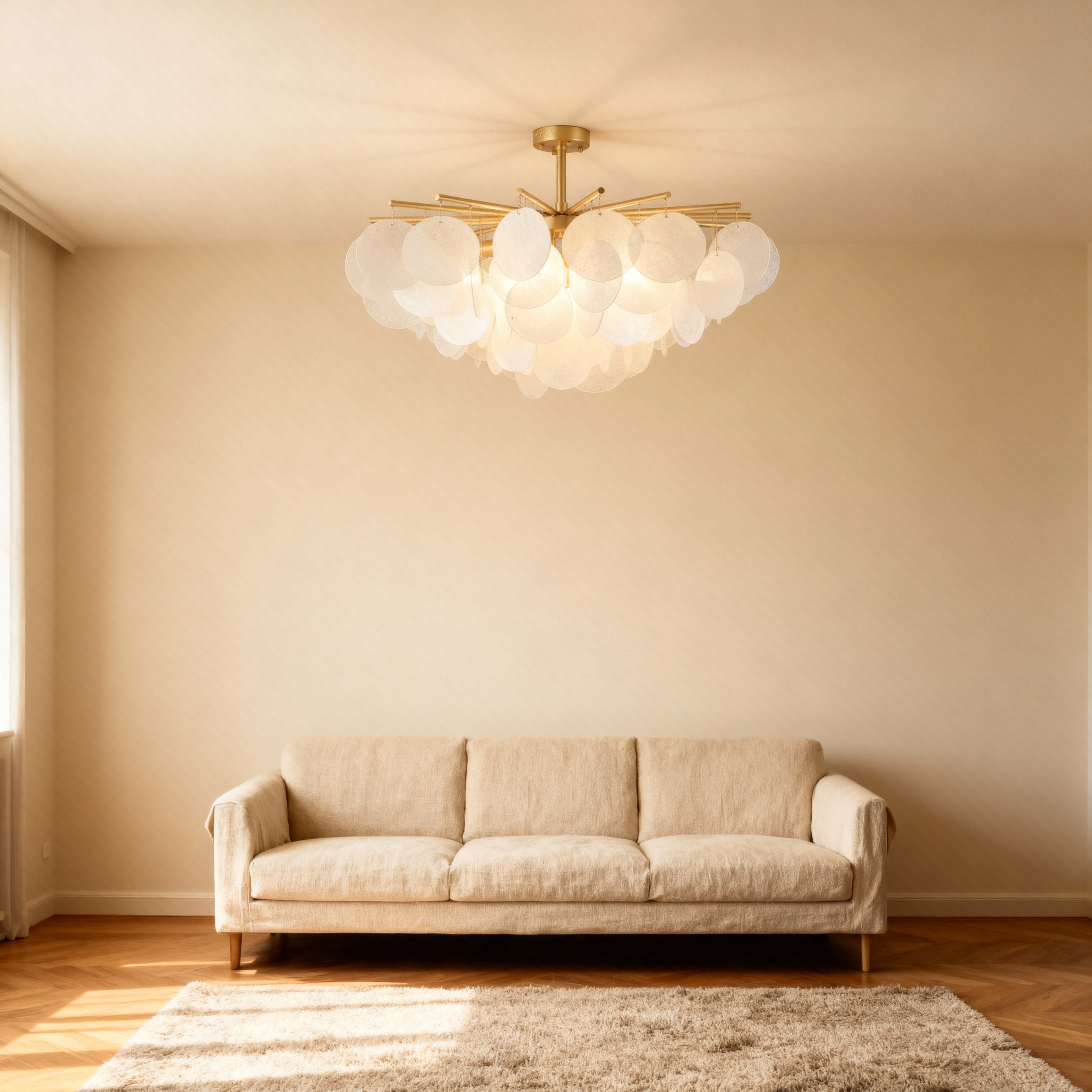 Modern Gold Chandelier Light with Layered Glass Discs | Elegant Design for Dining Room and Living Spaces 4