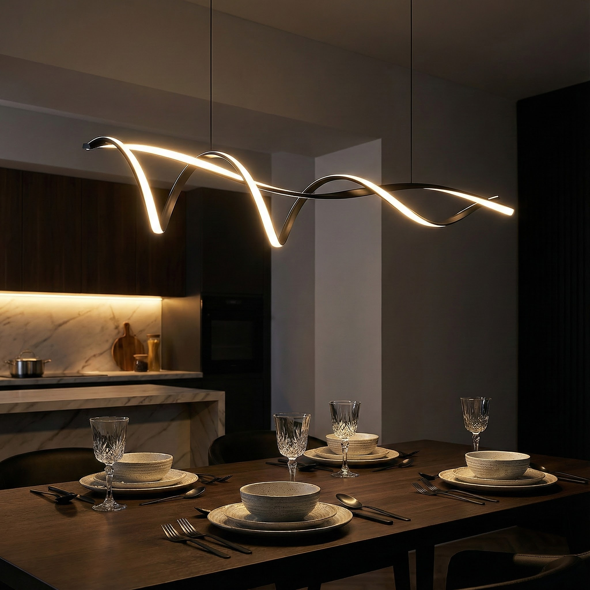 Modern LED Overhead Light Fixture with Adjustable Height | Elegant Design for Contemporary Spaces 1
