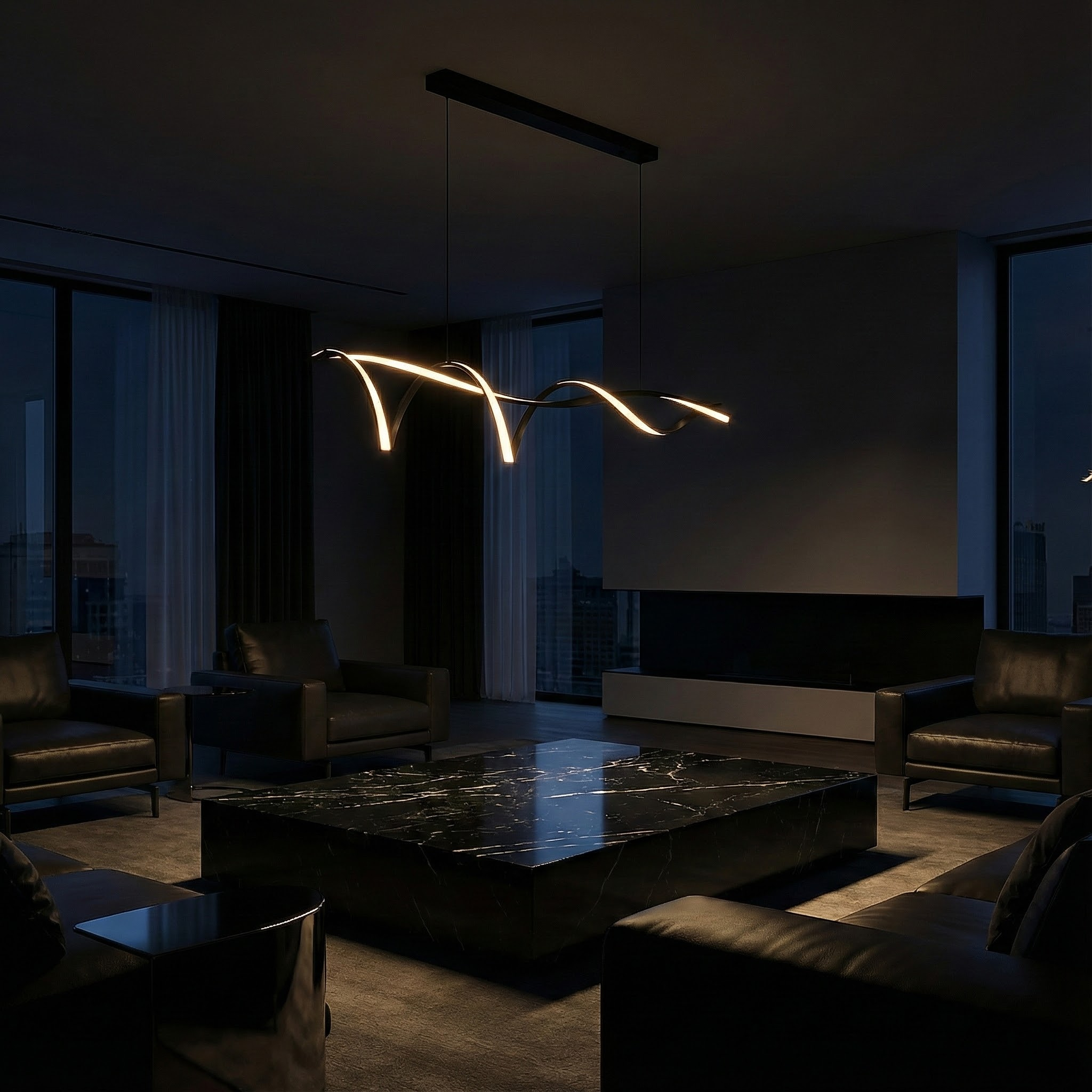Modern LED Overhead Light Fixture with Adjustable Height | Elegant Design for Contemporary Spaces 3