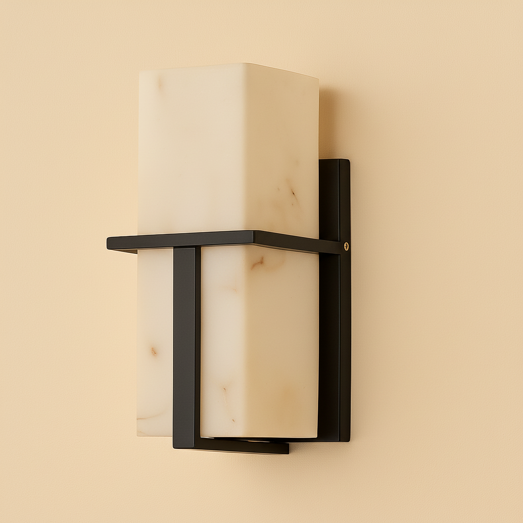 Modern Outdoor Wall Sconce with Ambient Glow & Marble Finish | Stylish Exterior Wall Light for Elegant Illumination 1