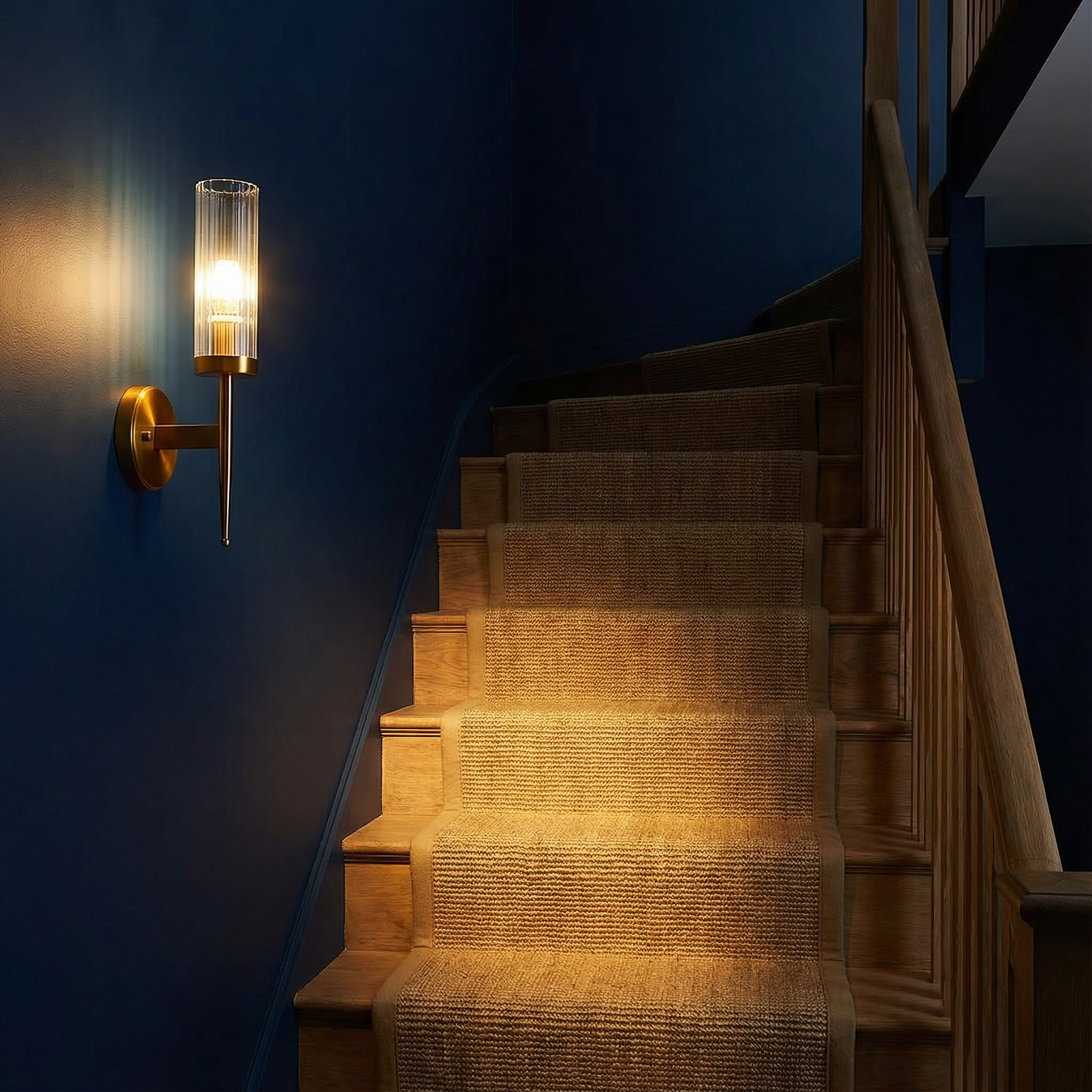 Modern Ribbed Glass Wall Sconce Lighting with Elegant Metallic Accent | Ideal for Ambient Illumination 4
