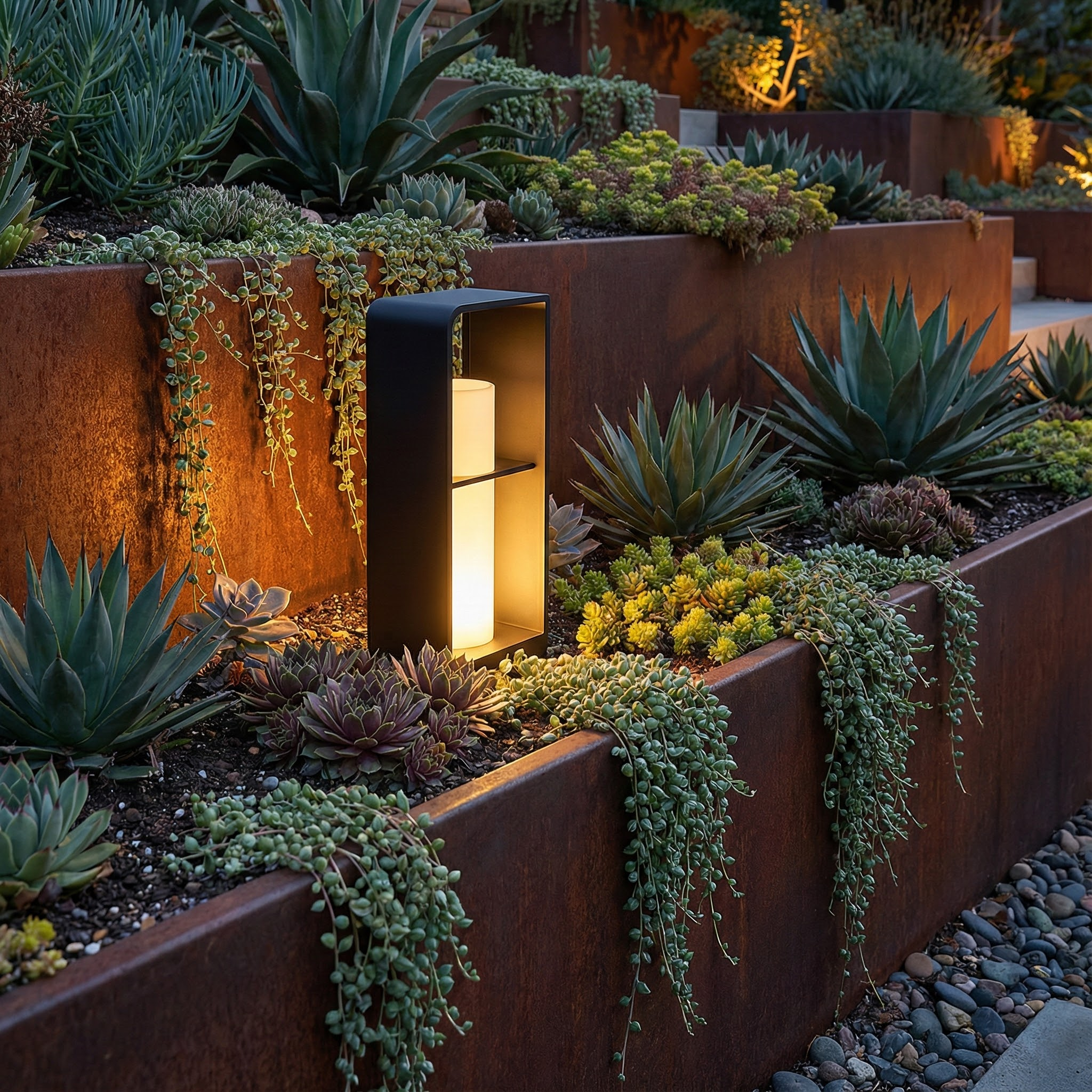 Modern Solar Garden Lights | Elegant LED Design with Imitated Marble Accent | Waterproof Outdoor Illumination for Stylish Spaces 4