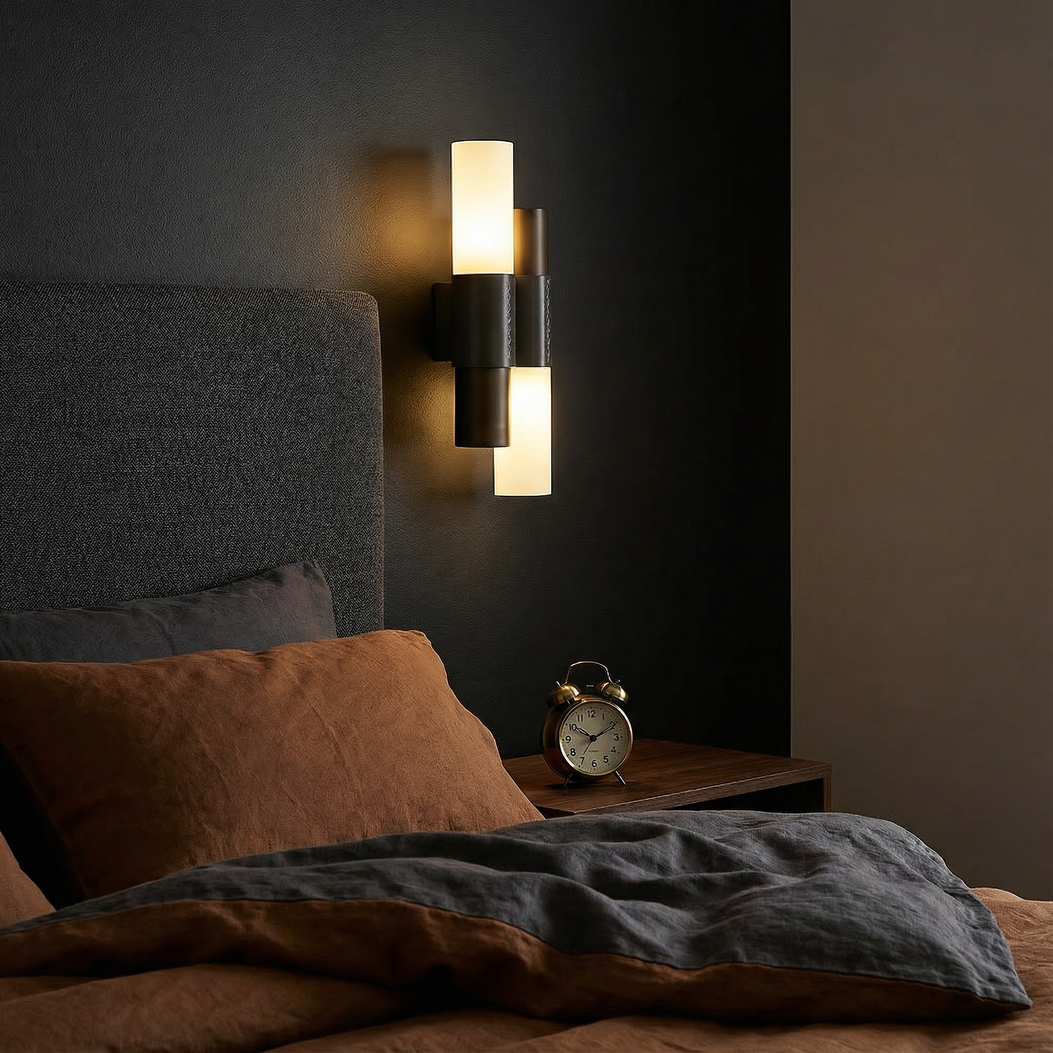 Modern Steel Glass Wall Sconce with Leather Accent | Elegant Ambient Lighting for Contemporary Spaces 1