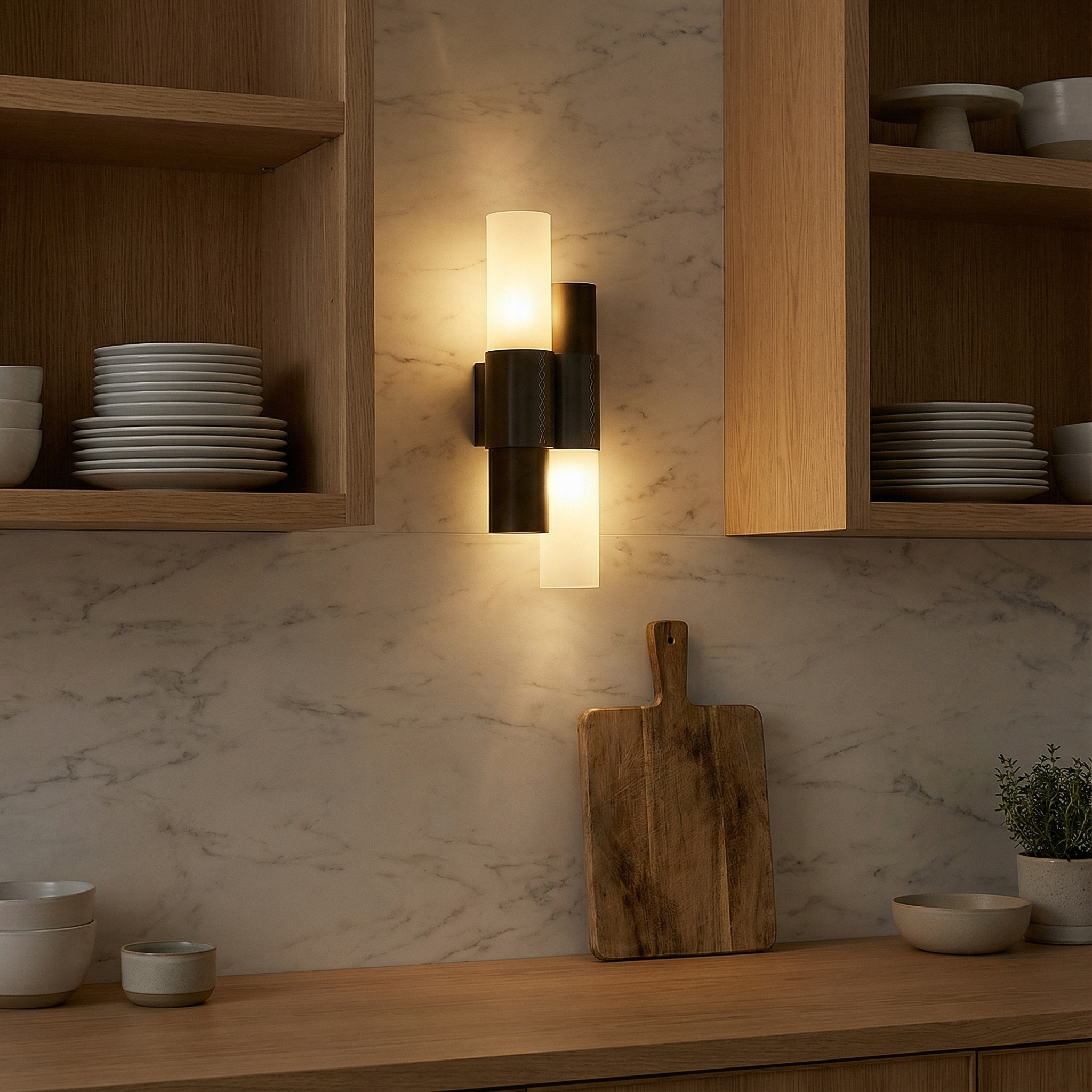 Modern Steel Glass Wall Sconce with Leather Accent | Elegant Ambient Lighting for Contemporary Spaces 2