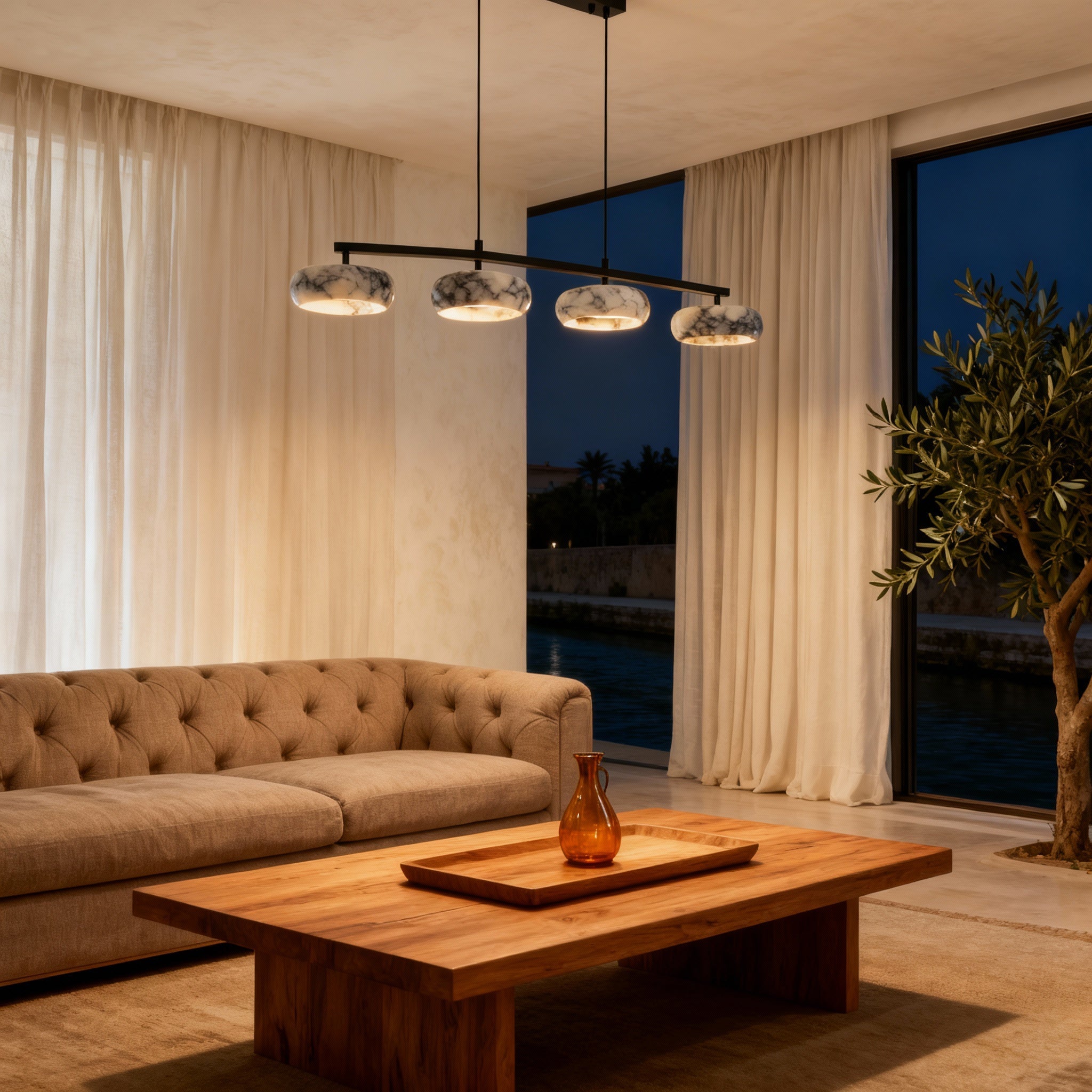 Modern Table Lamp with Elegant Marble Shades | Soft Illumination for Living Room 1