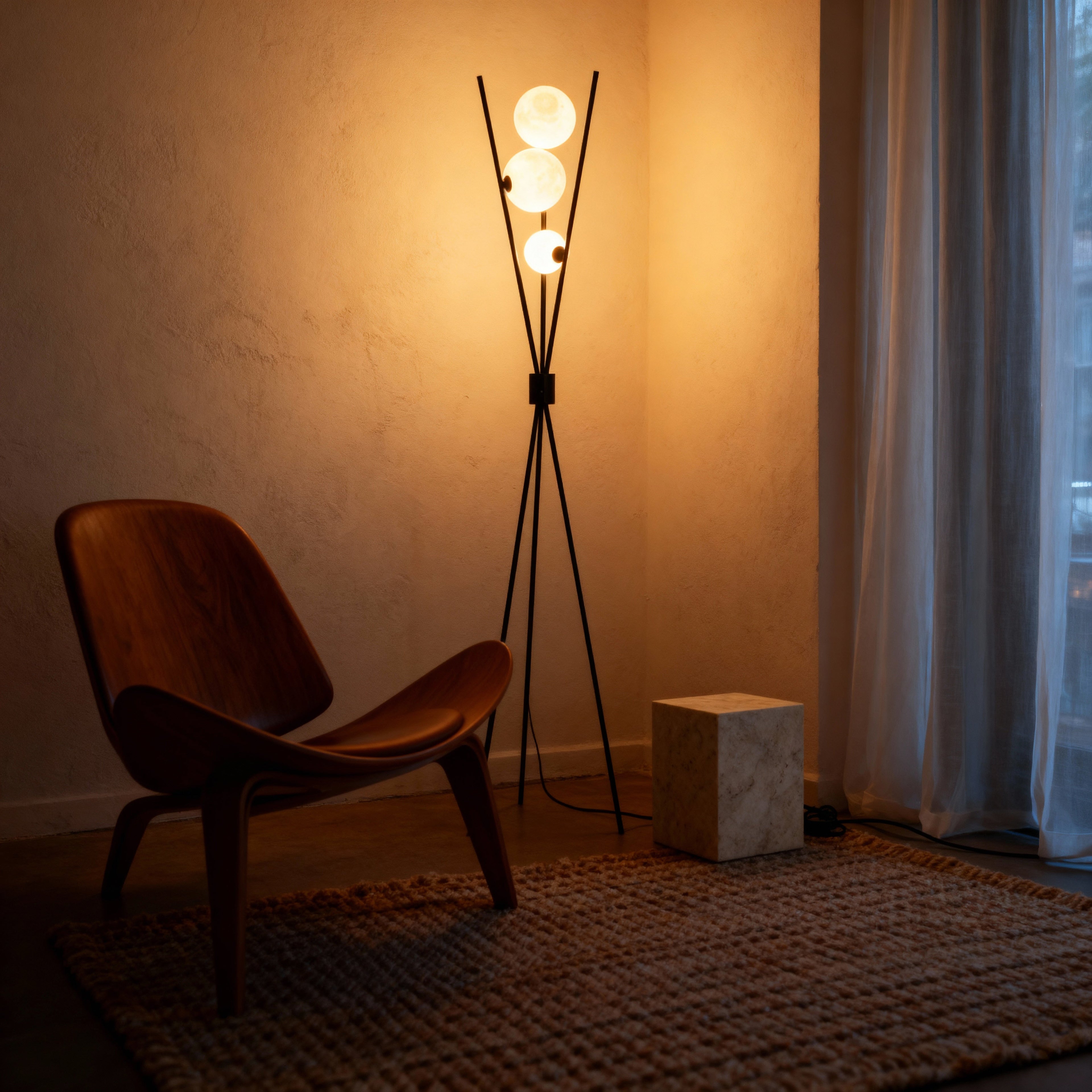 Modern Tripod Floor Lamp with Frosted Glass Globes | Stylish Design for Cozy Living Room Ambiance 3