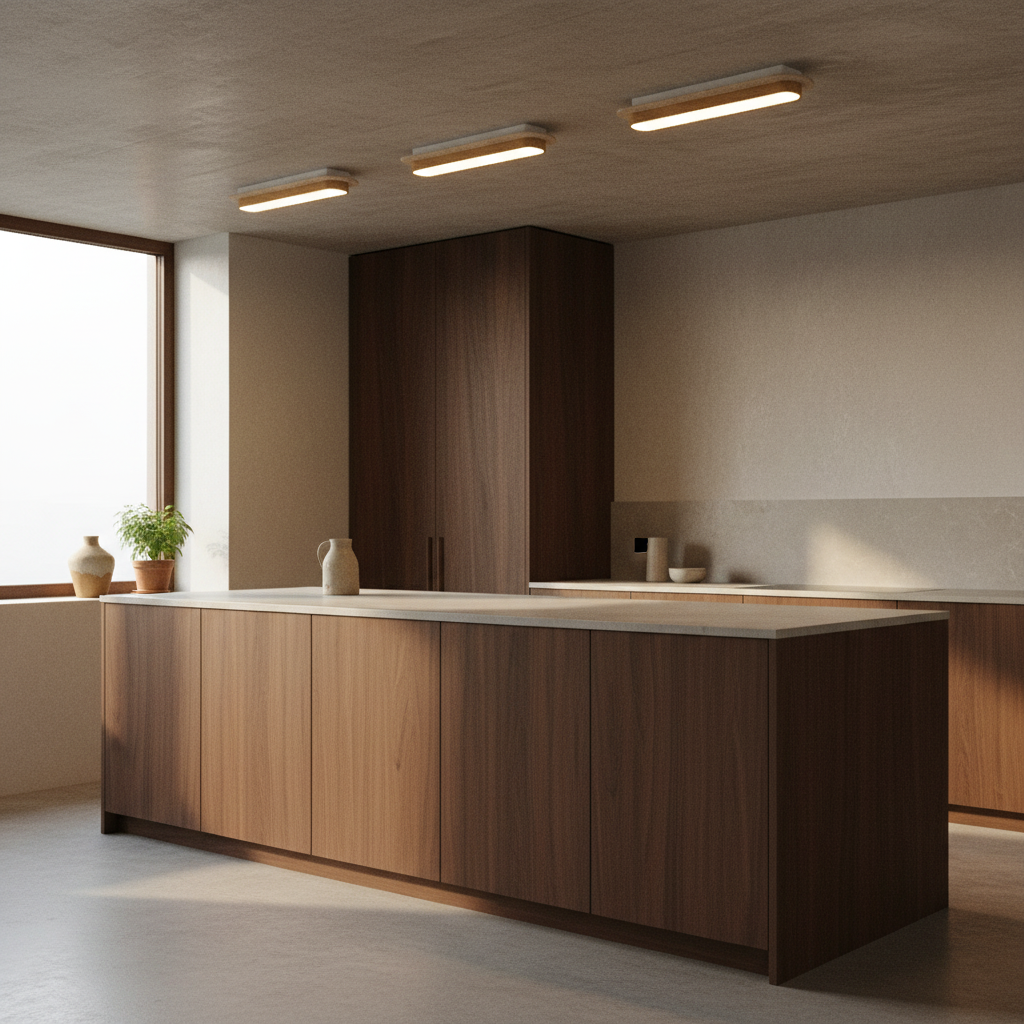 Natural Stone Flush Mount Ceiling Light with Wood Finish | Elegant Illumination for Cozy Spaces 2