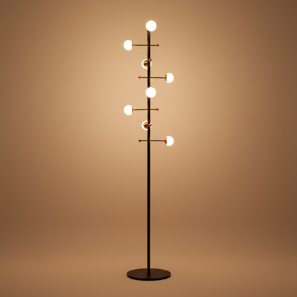 OpalGlow | Modern Floor Lamp with Dimmable Functionality & Opal Glass Globes | Elegant Design for Cozy Living Room Ambiance 0