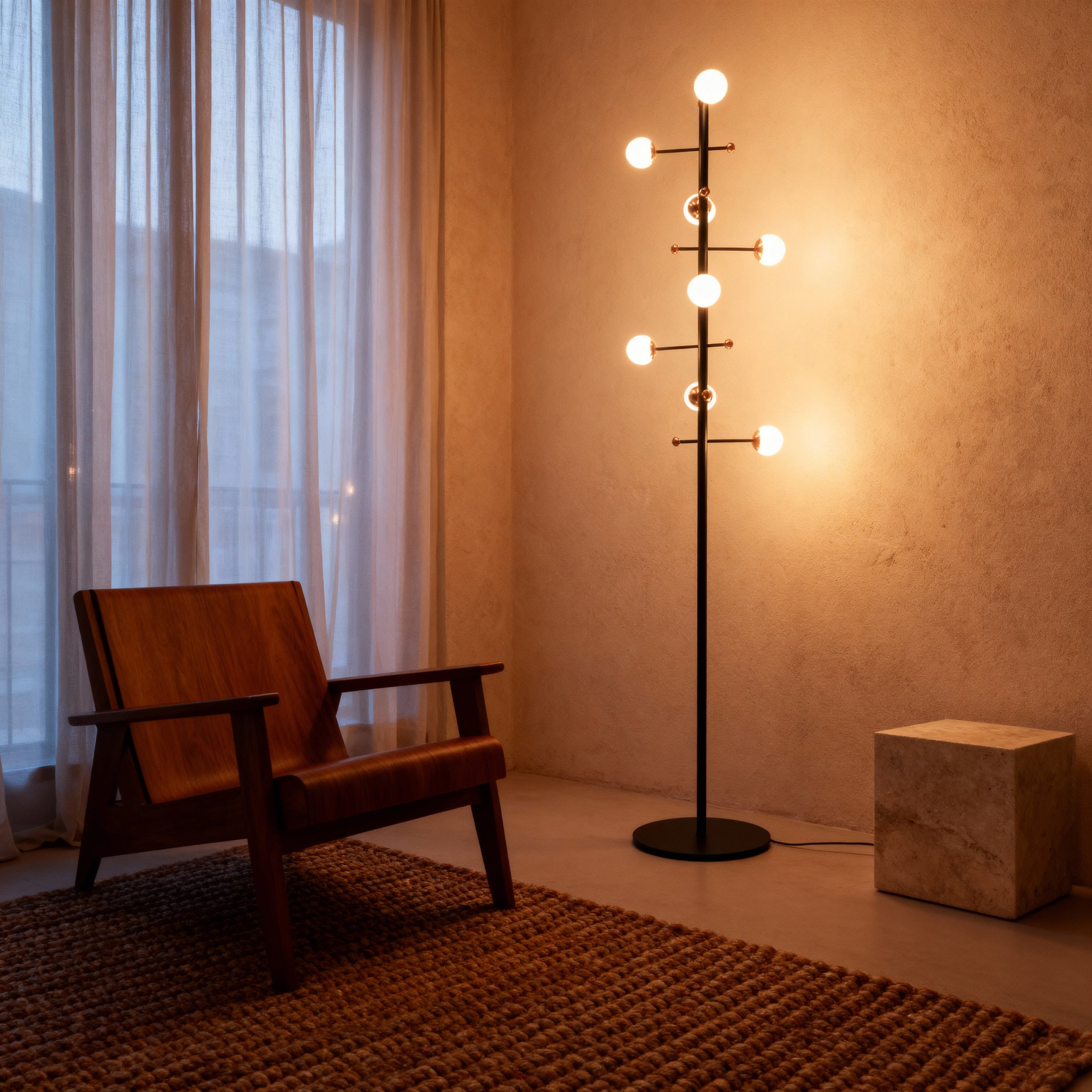OpalGlow | Modern Floor Lamp with Dimmable Functionality & Opal Glass Globes | Elegant Design for Cozy Living Room Ambiance 3