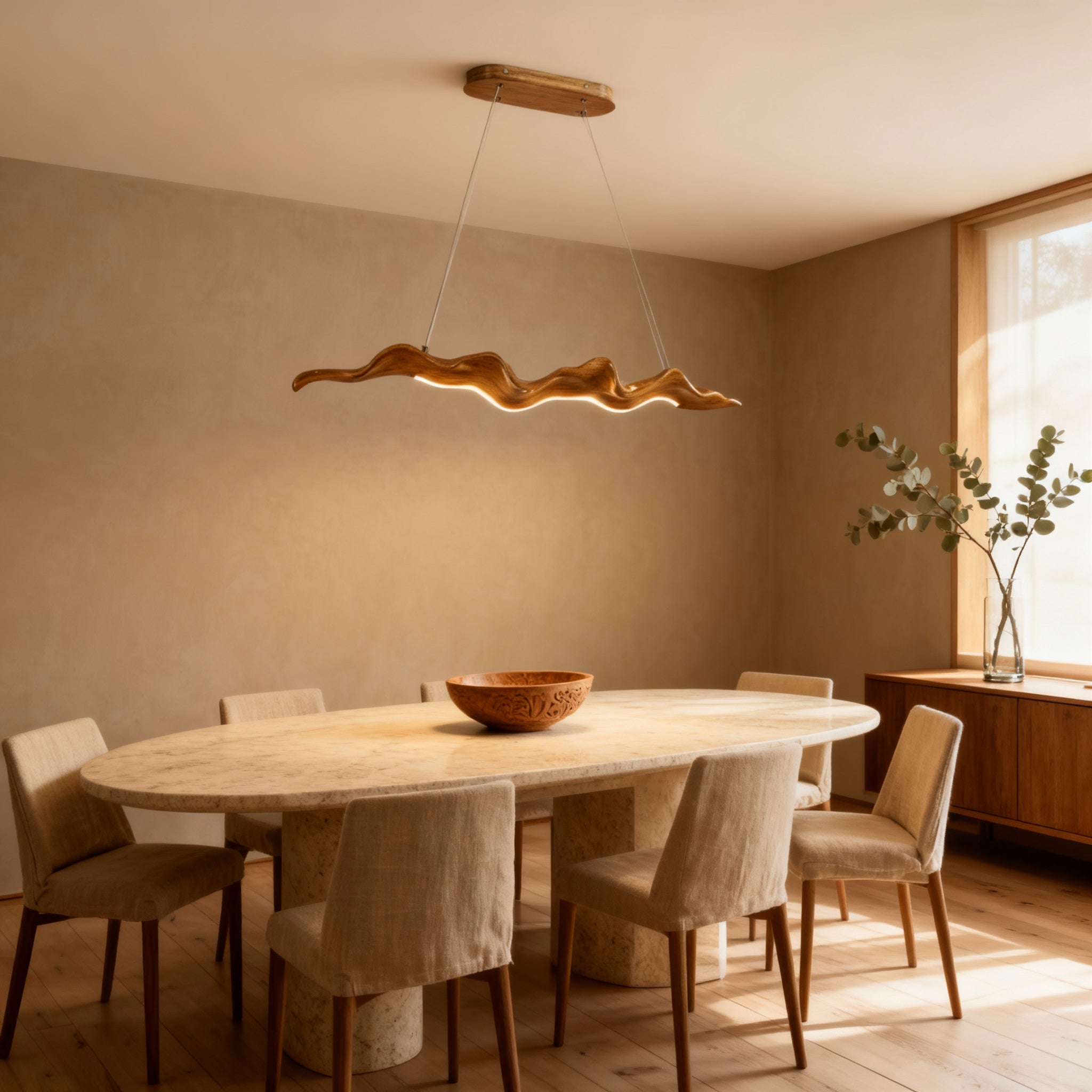 VerveChic | Modern Dining Room Chandelier with Soft Curves | Elegant Iron and Resin Design for Tranquil Spaces 4